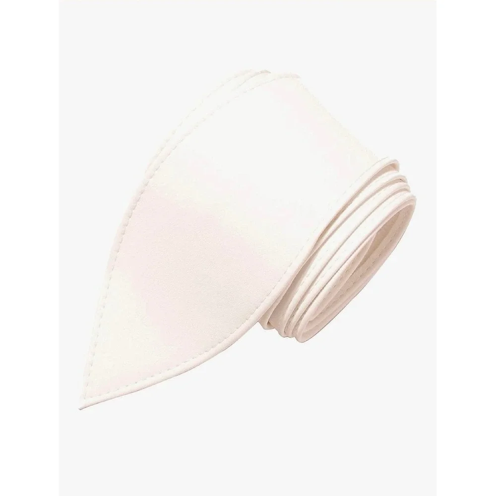 Wide Obi Belt White Faux Leather Wrap Tie Sash Waistband‎ Women